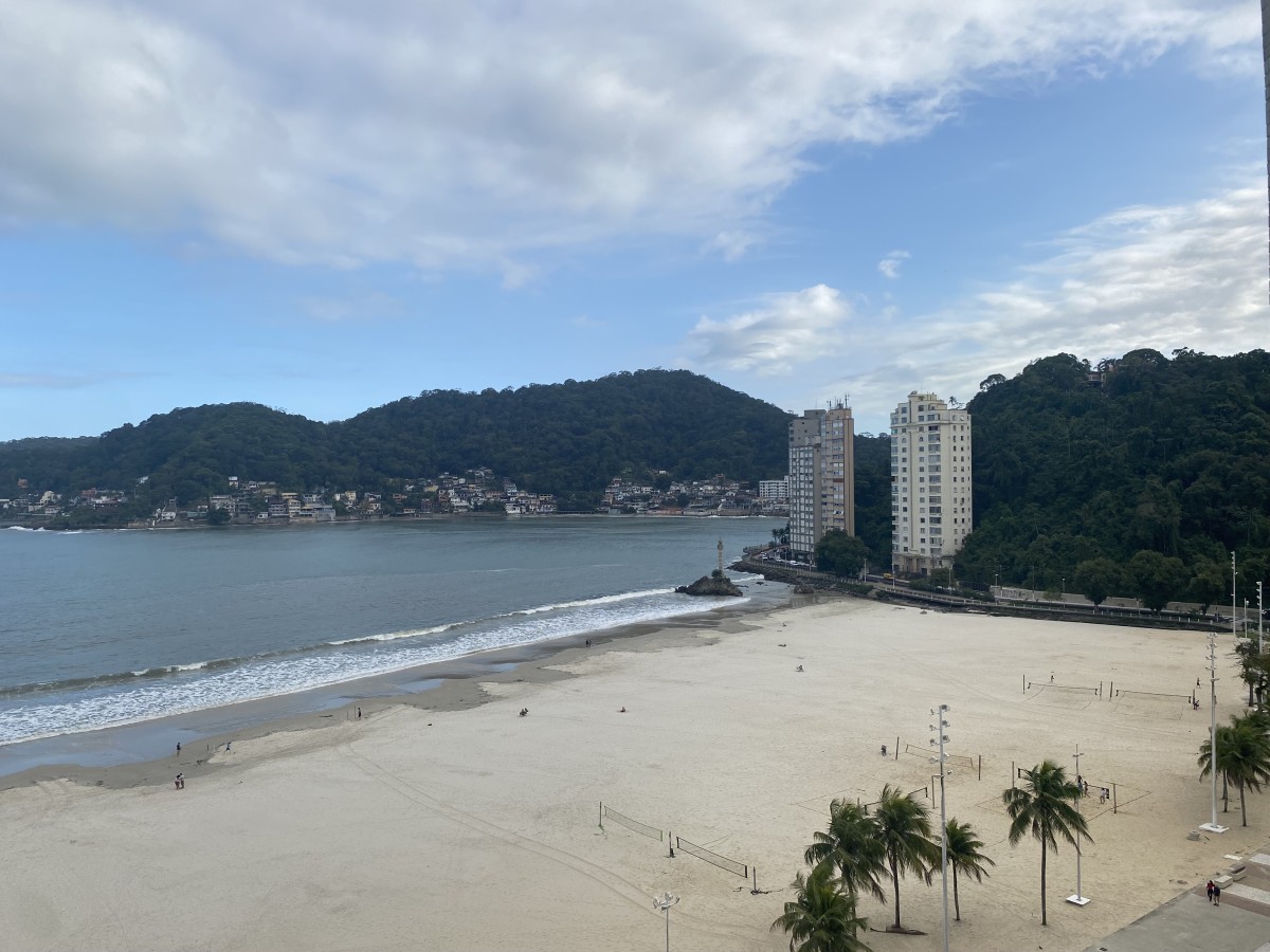 Apartamento Frente Mar 100m² – 2 Dorms, Suíte, Gar, Piscina, Praia do Gonzaguinha, São Vicente-SP