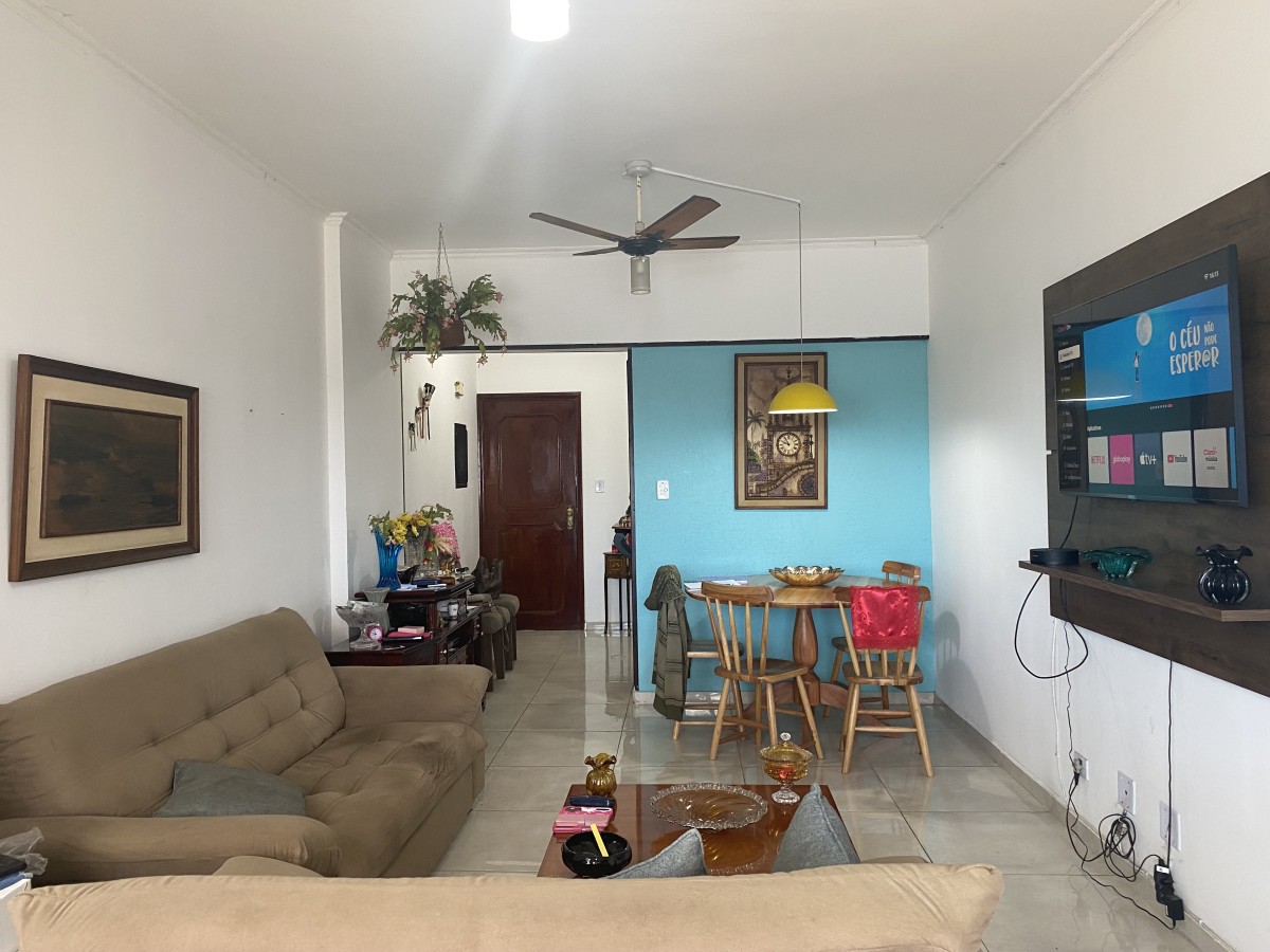 Apartamento Frente Mar 100m² – 2 Dorms, Suíte, Gar, Piscina, Praia do Gonzaguinha, São Vicente-SP