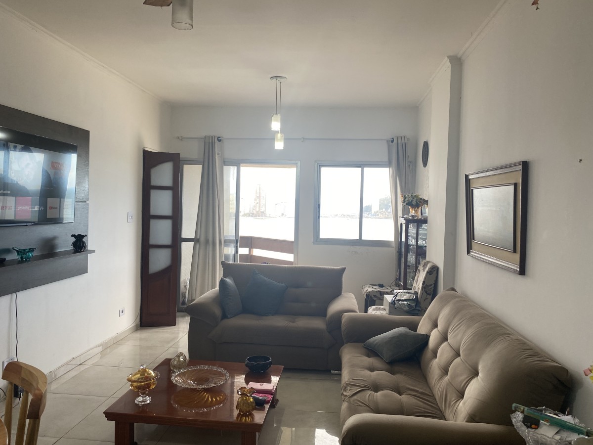 Apartamento Frente Mar 100m² – 2 Dorms, Suíte, Gar, Piscina, Praia do Gonzaguinha, São Vicente-SP