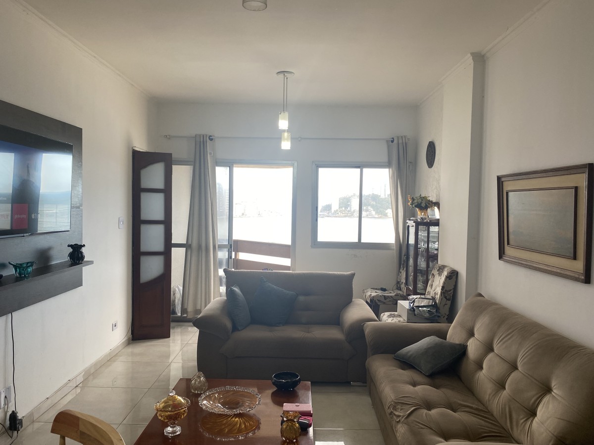 Apartamento Frente Mar 100m² – 2 Dorms, Suíte, Gar, Piscina, Praia do Gonzaguinha, São Vicente-SP