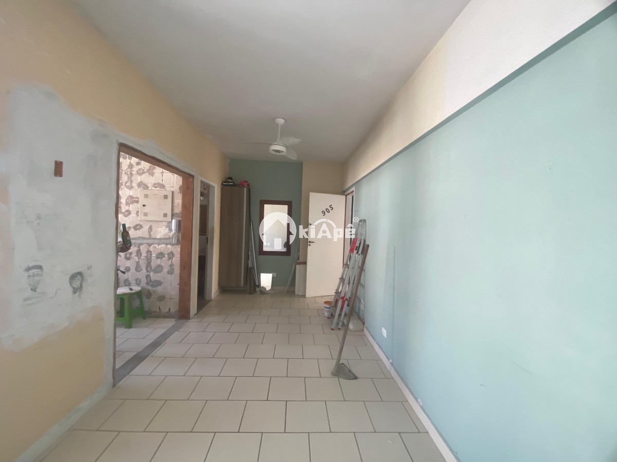 Apartamento à Venda [ Estilo Sala Living ] – Centro São Vicente | Frente Shopping Brisamar | 1 Vaga Privativa | Próximo