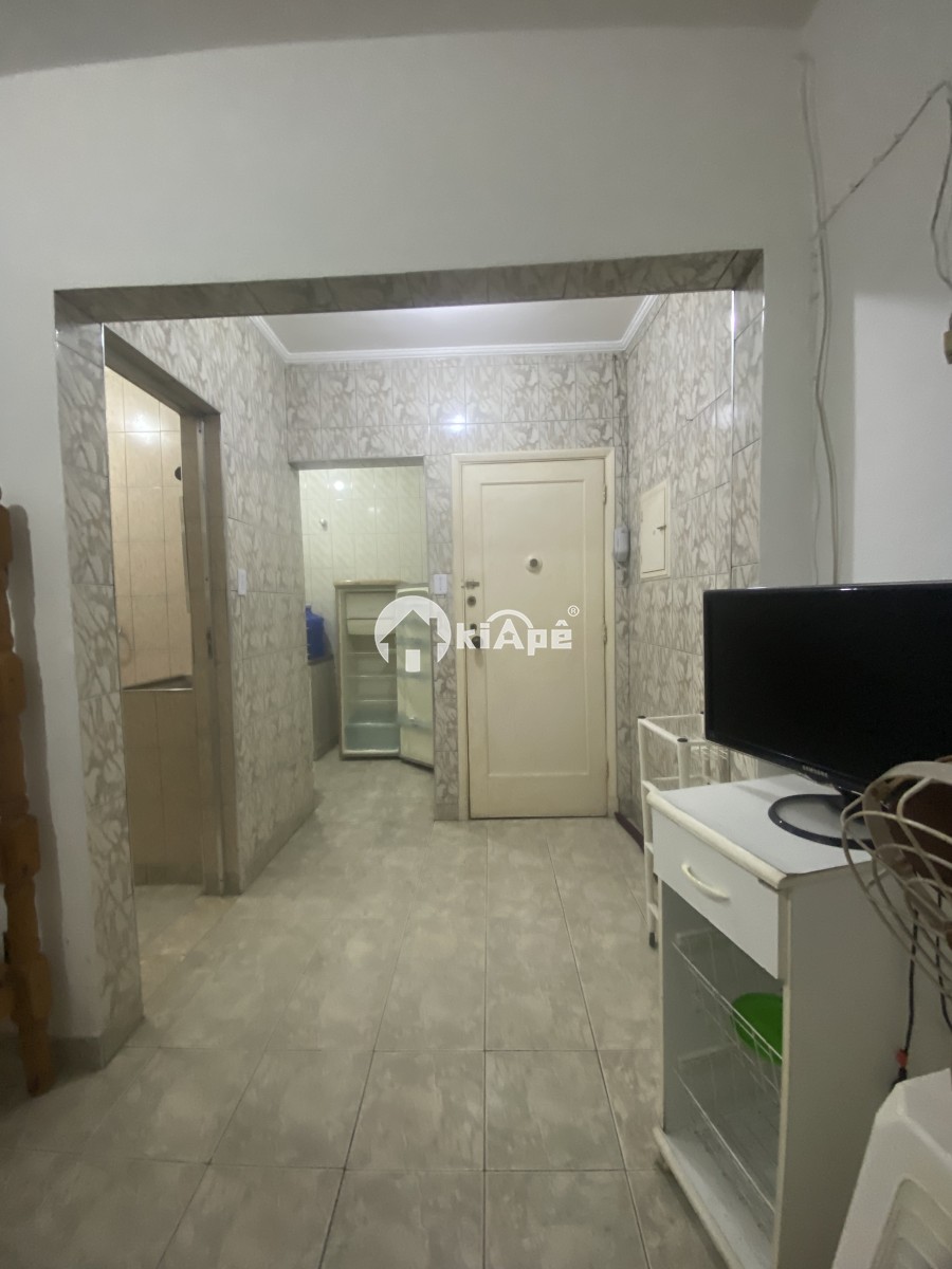 Apartamento Estilo Sala Living à Venda, em Prédio de Frente Para o Mar, com Vista Lateral - Gonzaguinha São Vicente-SP