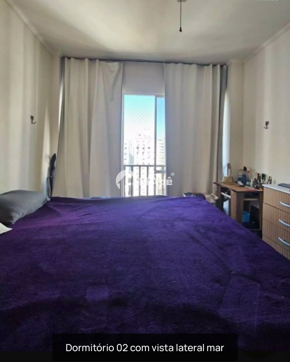 Apartamento à Venda, com 2 Quartos, com Garagem, em Itararé – São Vicente-SP | Sacada e Vista Lateral para o Mar
