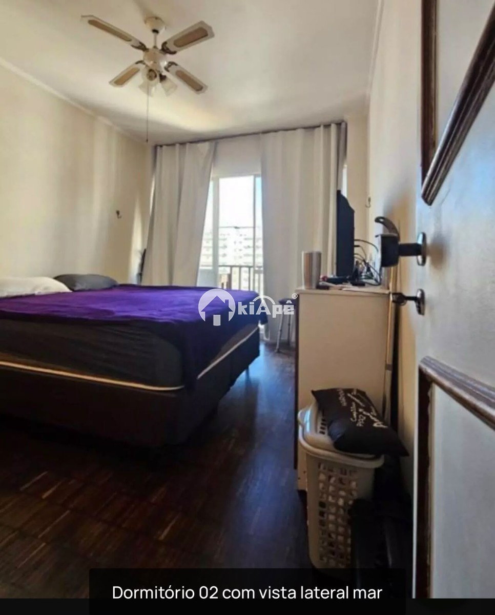 Apartamento à Venda, com 2 Quartos, com Garagem, em Itararé – São Vicente-SP | Sacada e Vista Lateral para o Mar